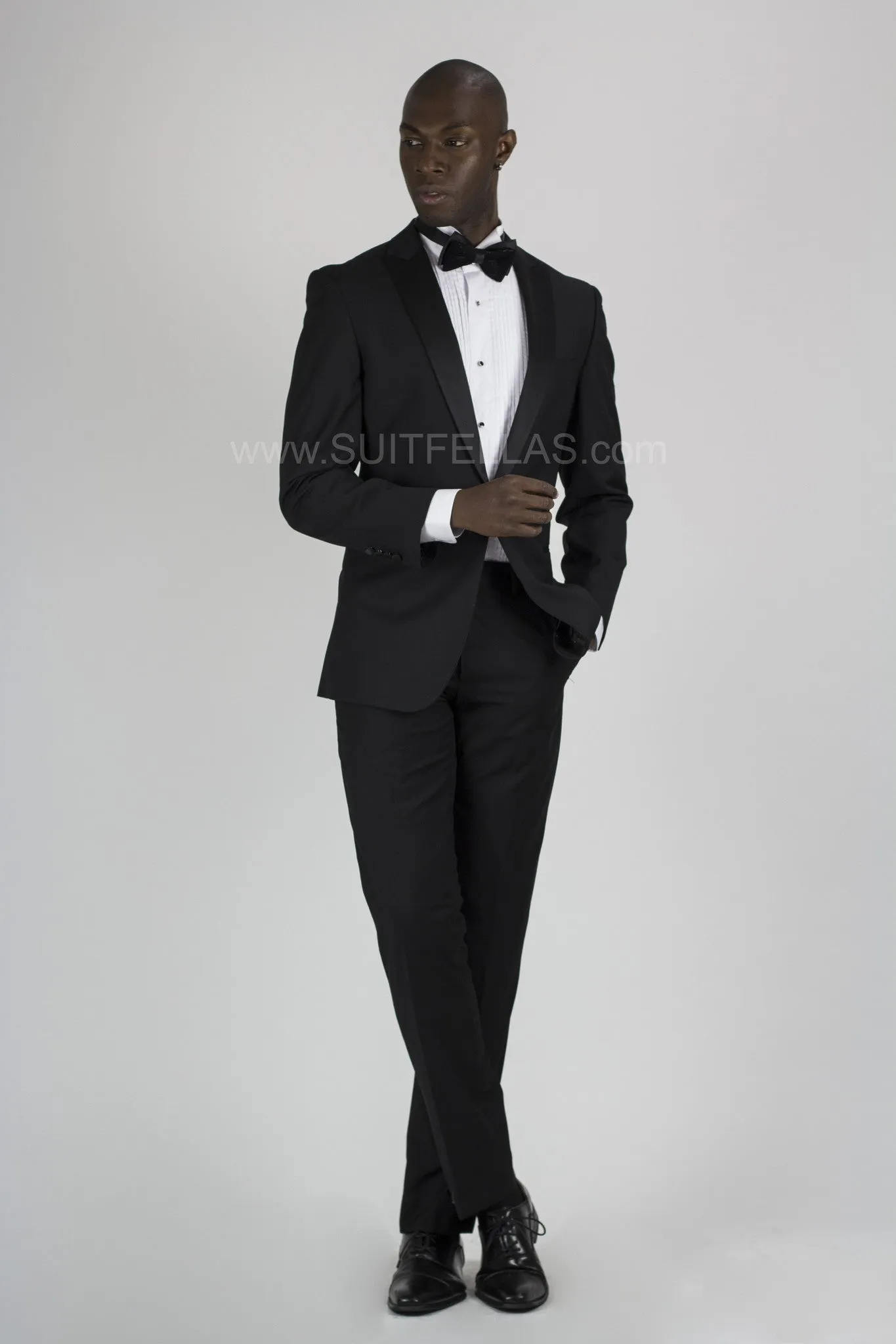 1 Button Peak Lapel Slim Fit Black Tuxedo TX1SP-4030