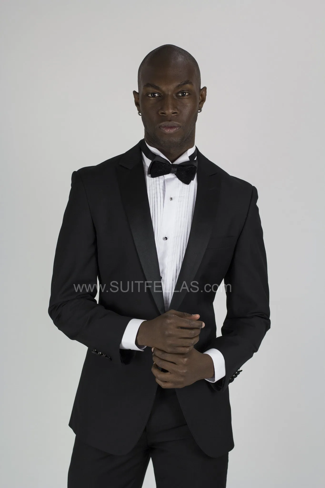 1 Button Peak Lapel Slim Fit Black Tuxedo TX1SP-4030