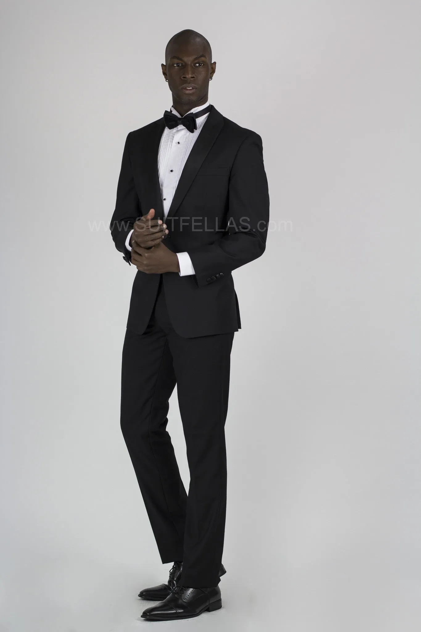 1 Button Peak Lapel Slim Fit Black Tuxedo TX1SP-4030