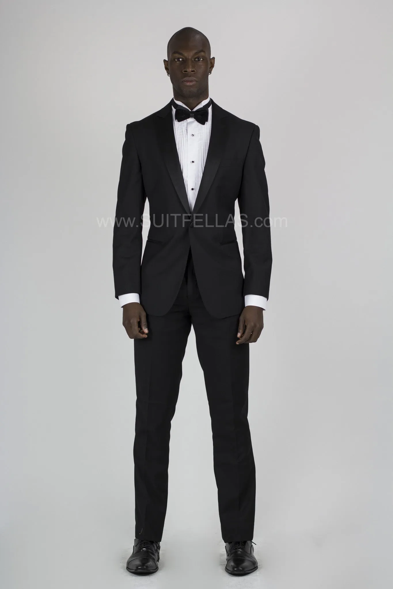 1 Button Peak Lapel Slim Fit Black Tuxedo TX1SP-4030