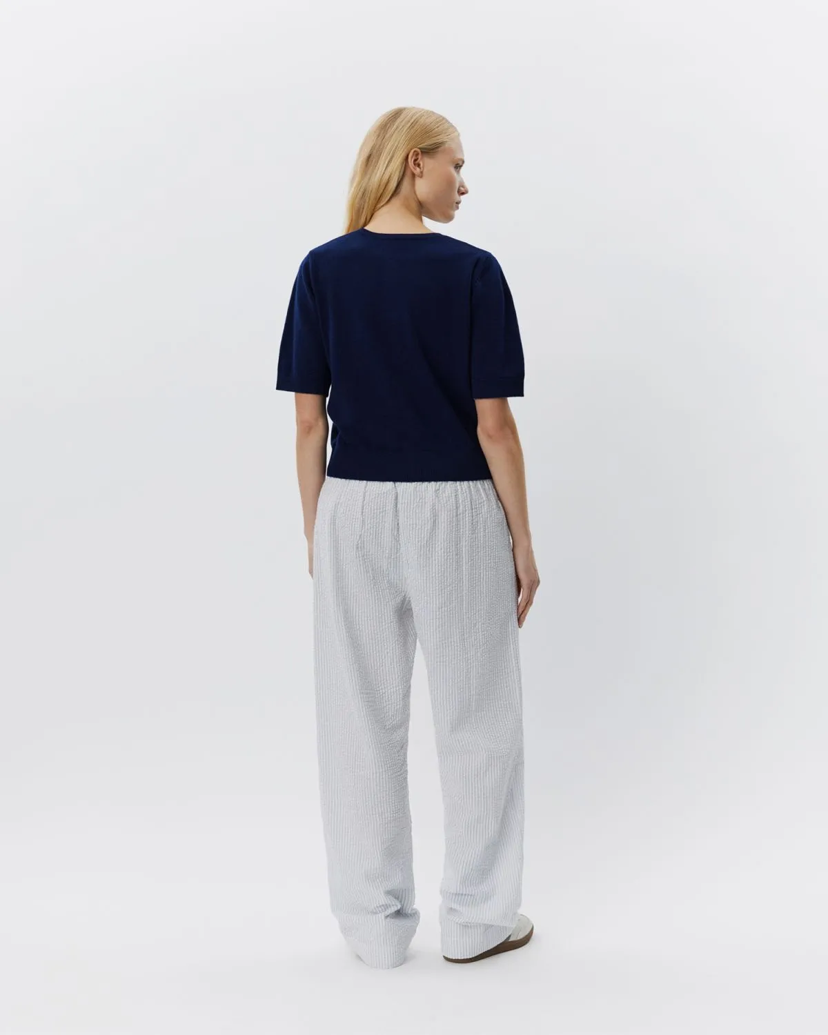 ABIGAILESW TROUSERS - Antique White w Blue