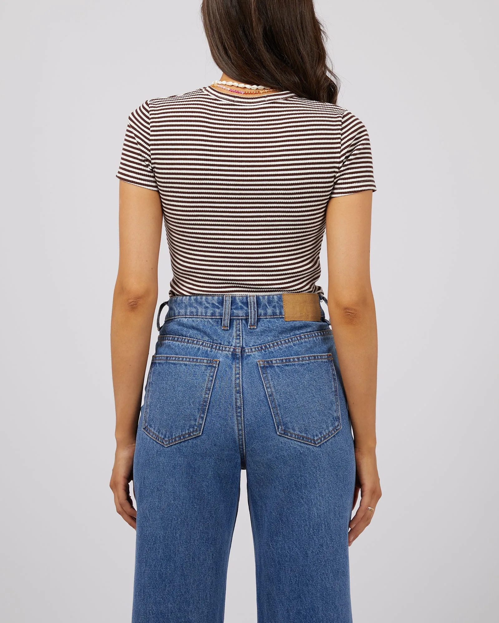 All About Eve Rib Stripe Tee Brown