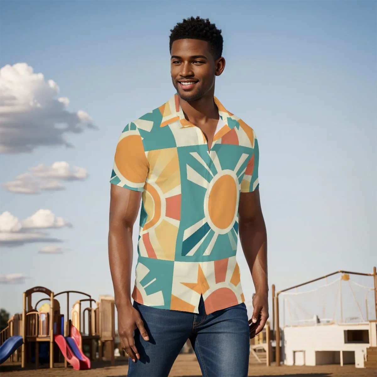 All-Over Print Men's Shirt j6 sunshine, abstract, print