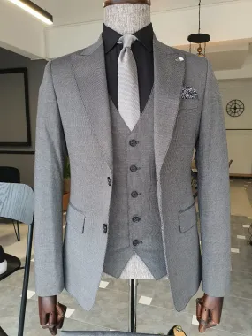 Antinori Gray Slim Fit Peak Lapel Suit