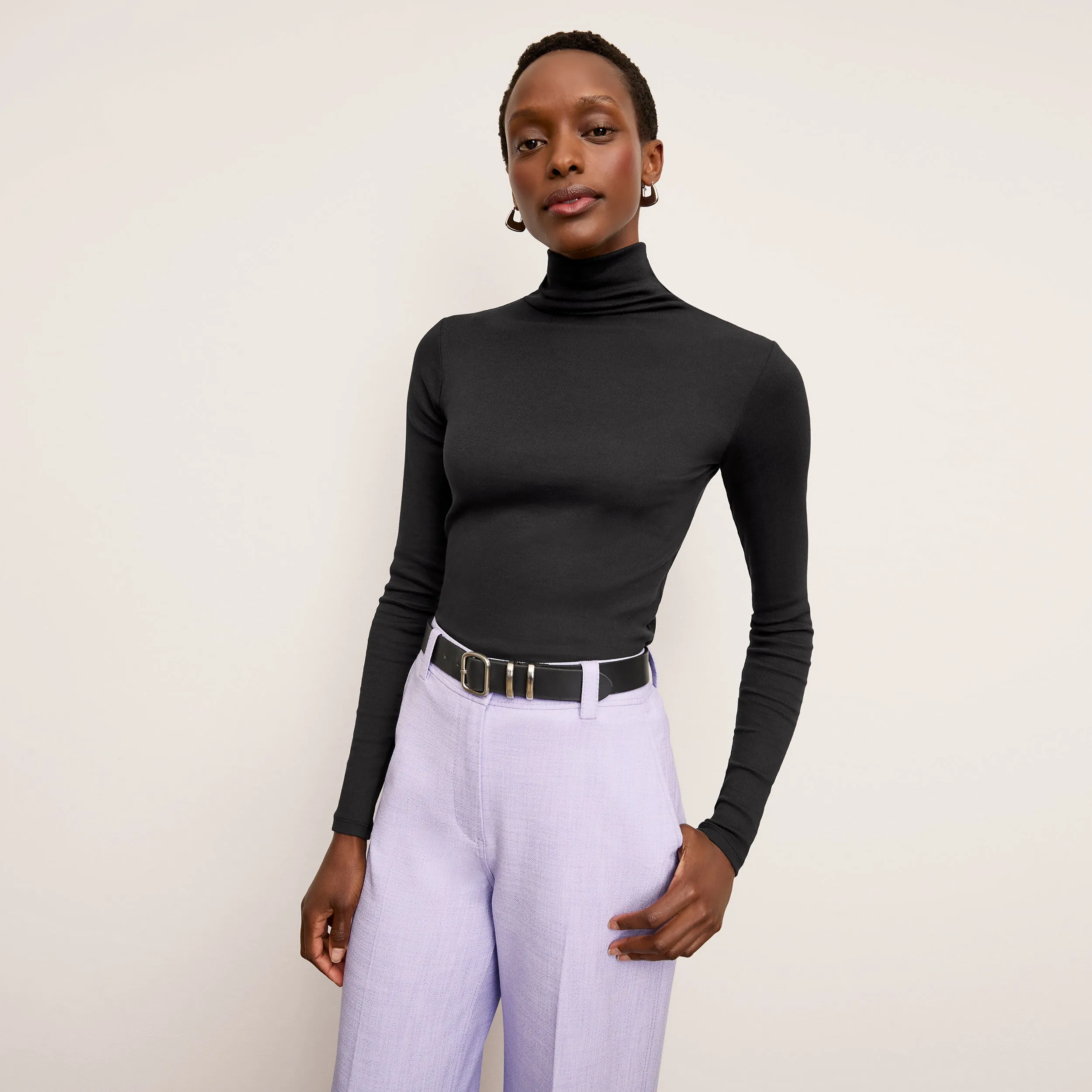 Axam Layering Turtleneck - Ribbed Pima Cotton :: Black