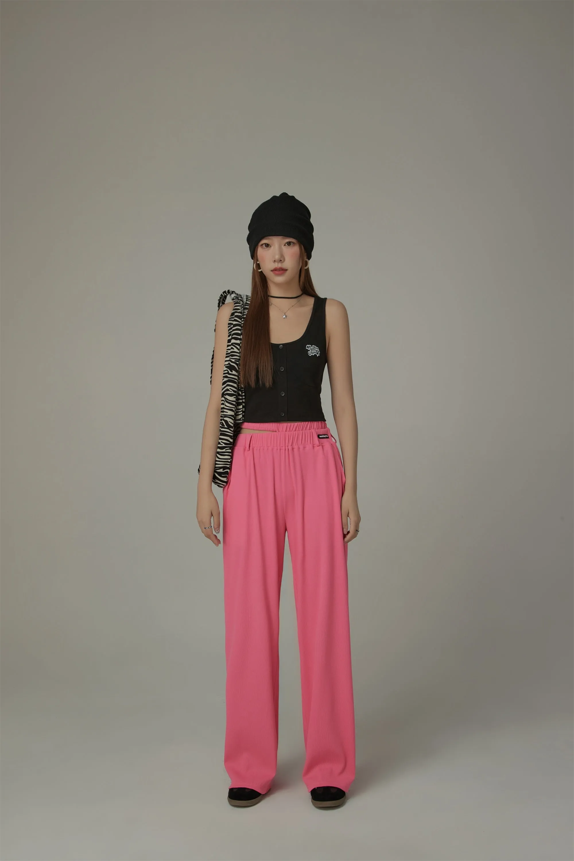 Banding Loose Fit Slit Daily Pants