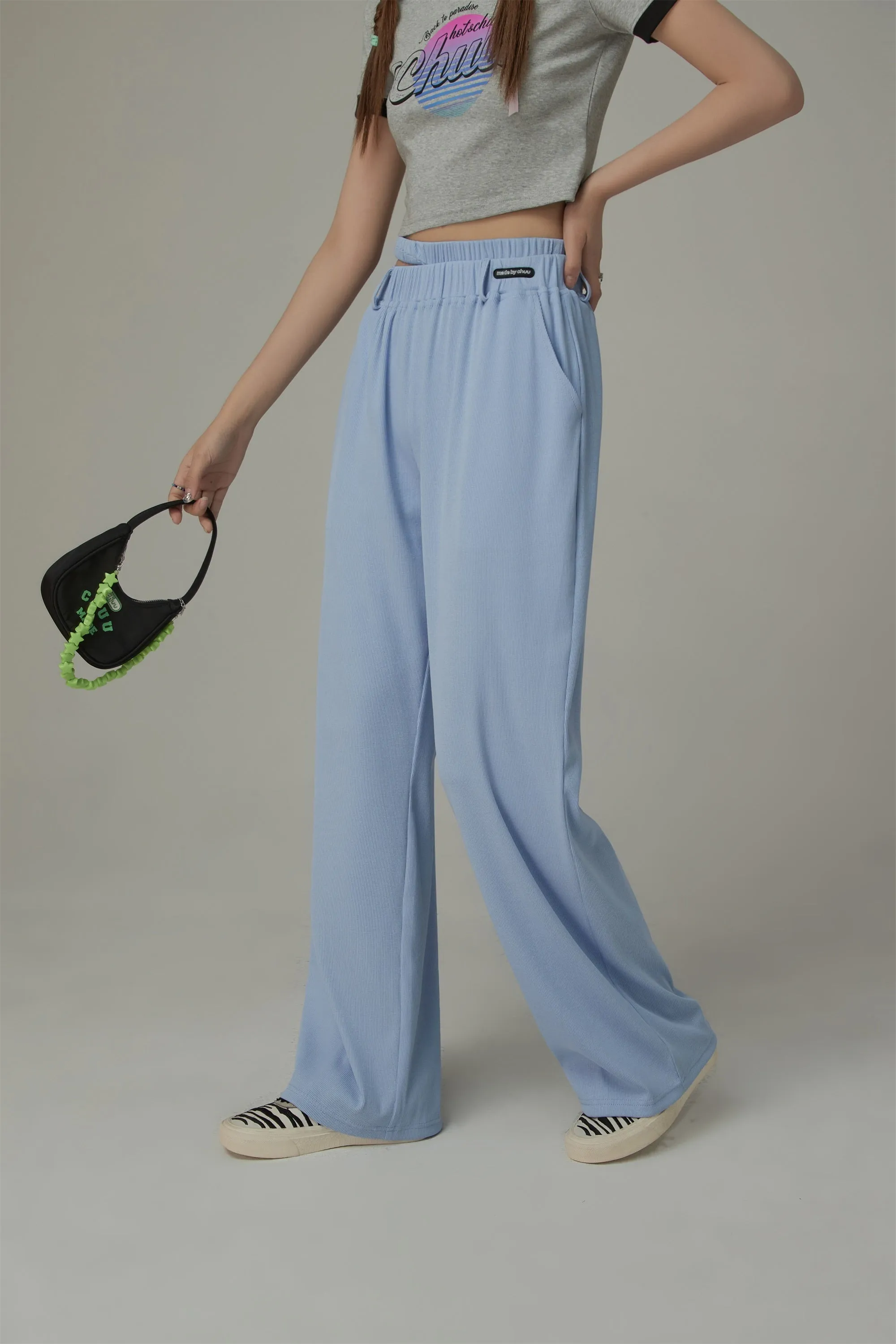 Banding Loose Fit Slit Daily Pants