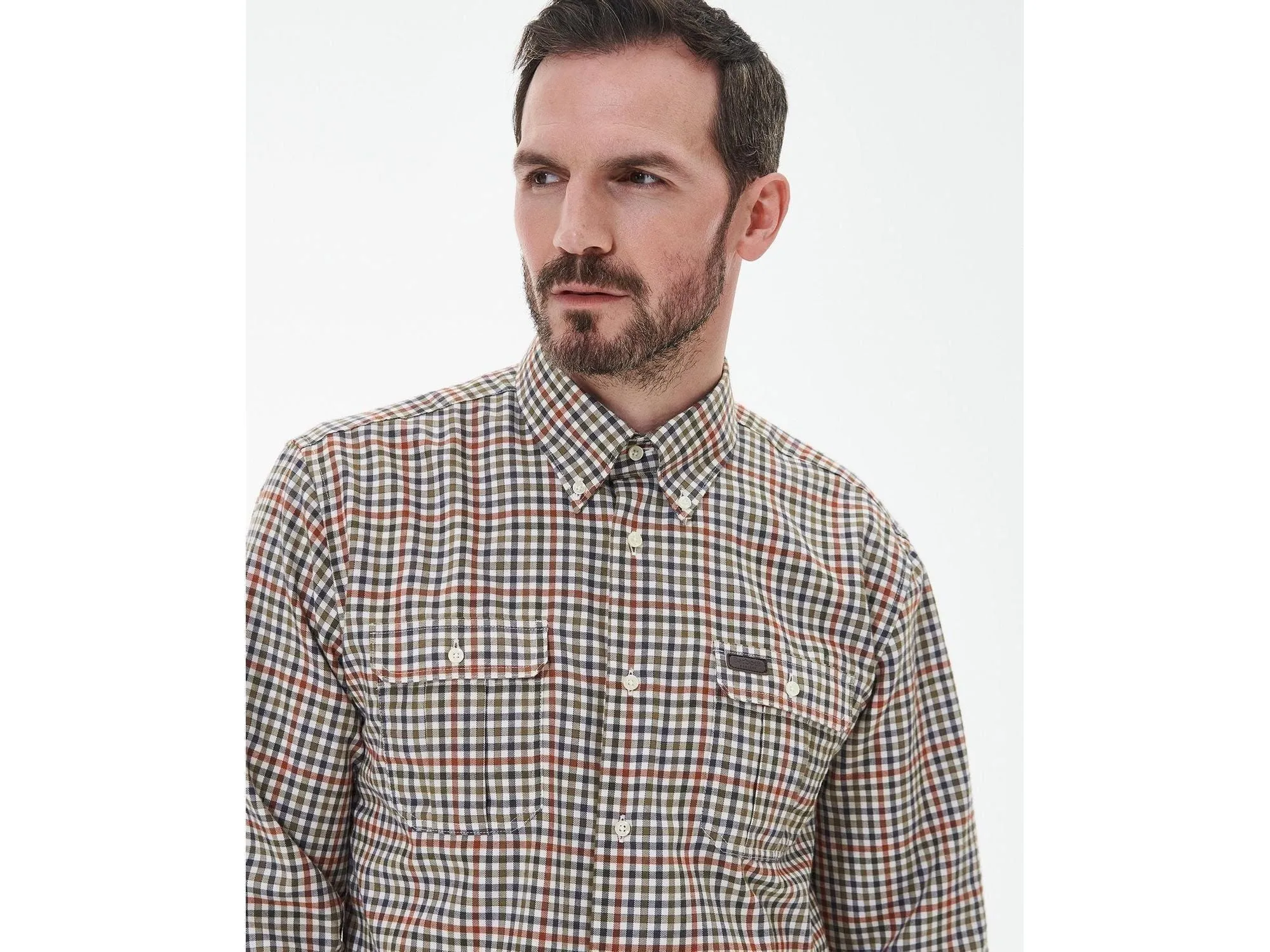 Barbour Foss Tailored Buttondown Collar Shirt in Olive Plaid