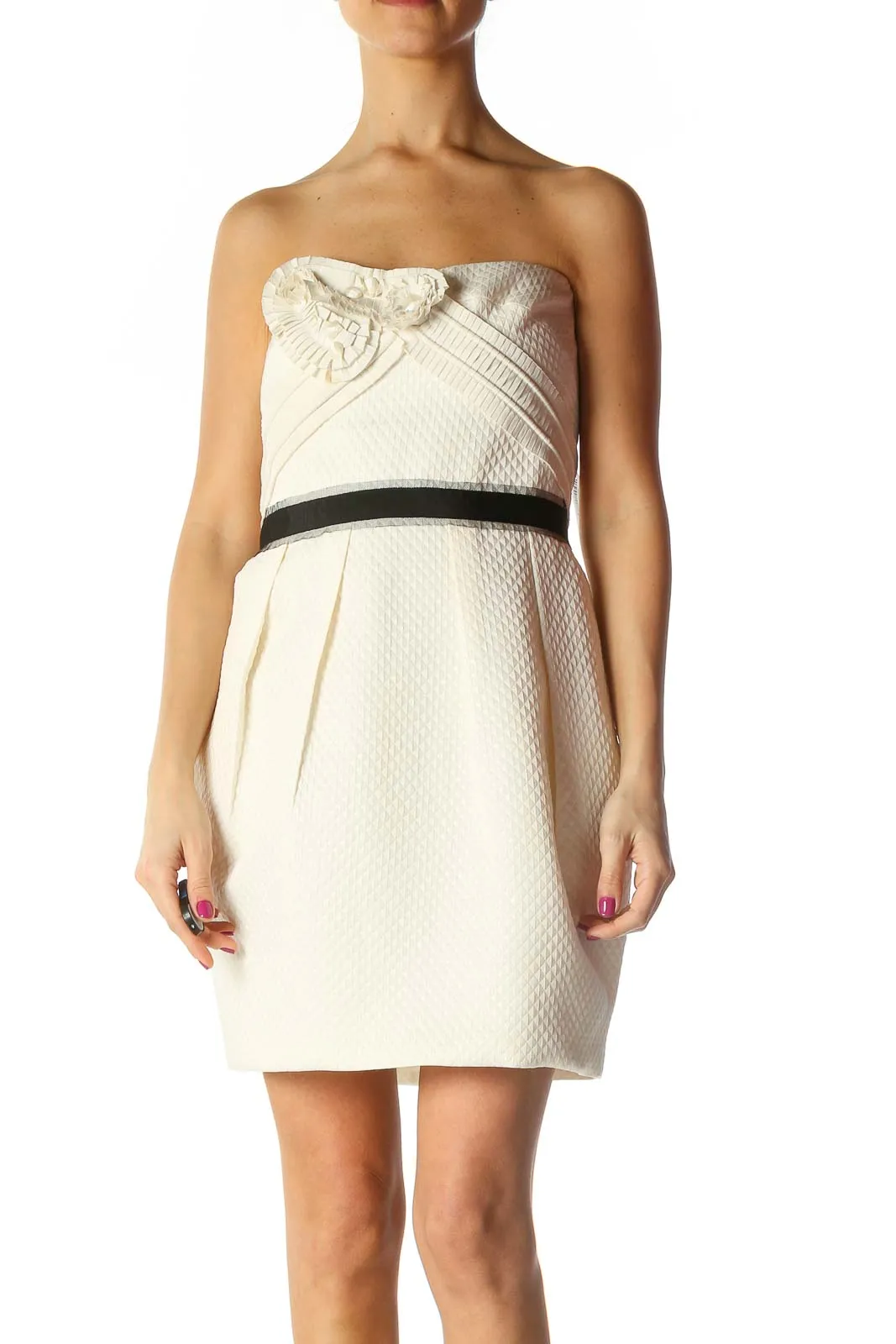 Beige Solid Sheath Dress