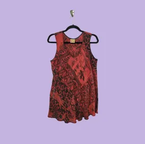 Bias Tank in Surrealist Red Printed Silk