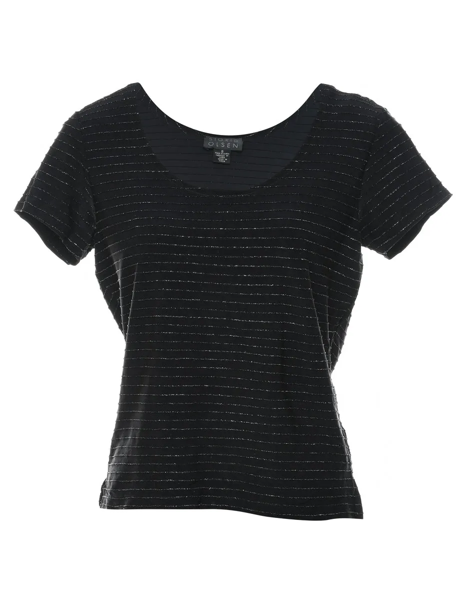 Black Metallic Evening Top - S