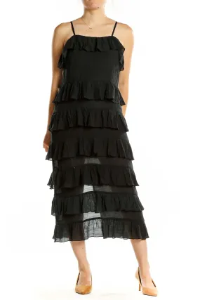 Black Tiered Ruffle Midi Dress