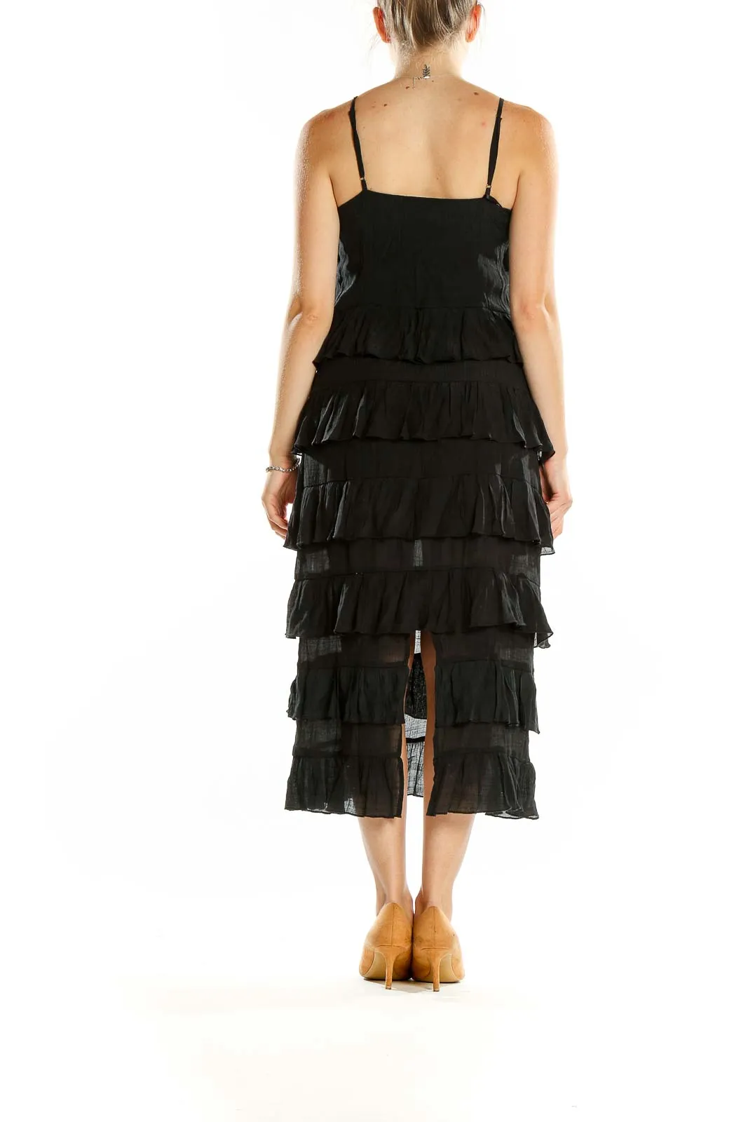 Black Tiered Ruffle Midi Dress