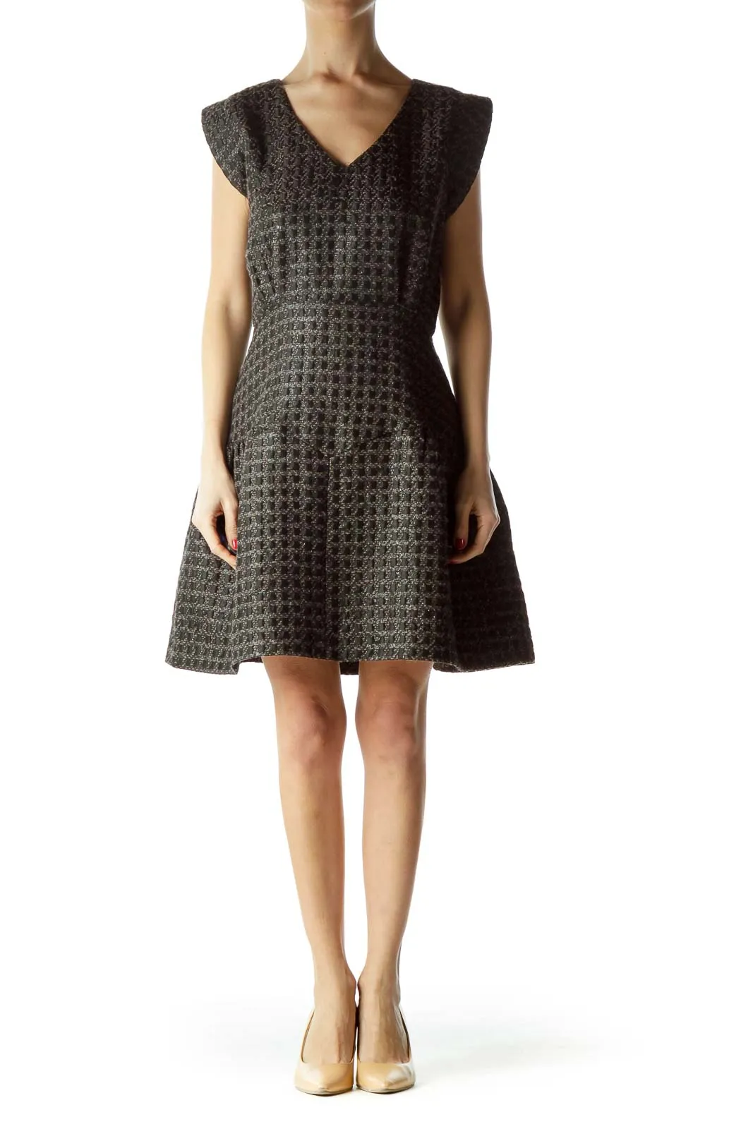 Black Tweed A-Line Dress