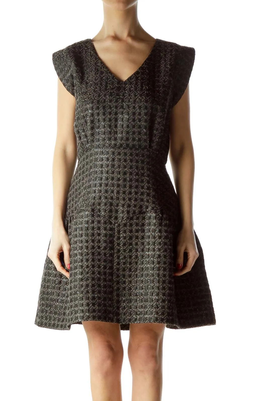 Black Tweed A-Line Dress