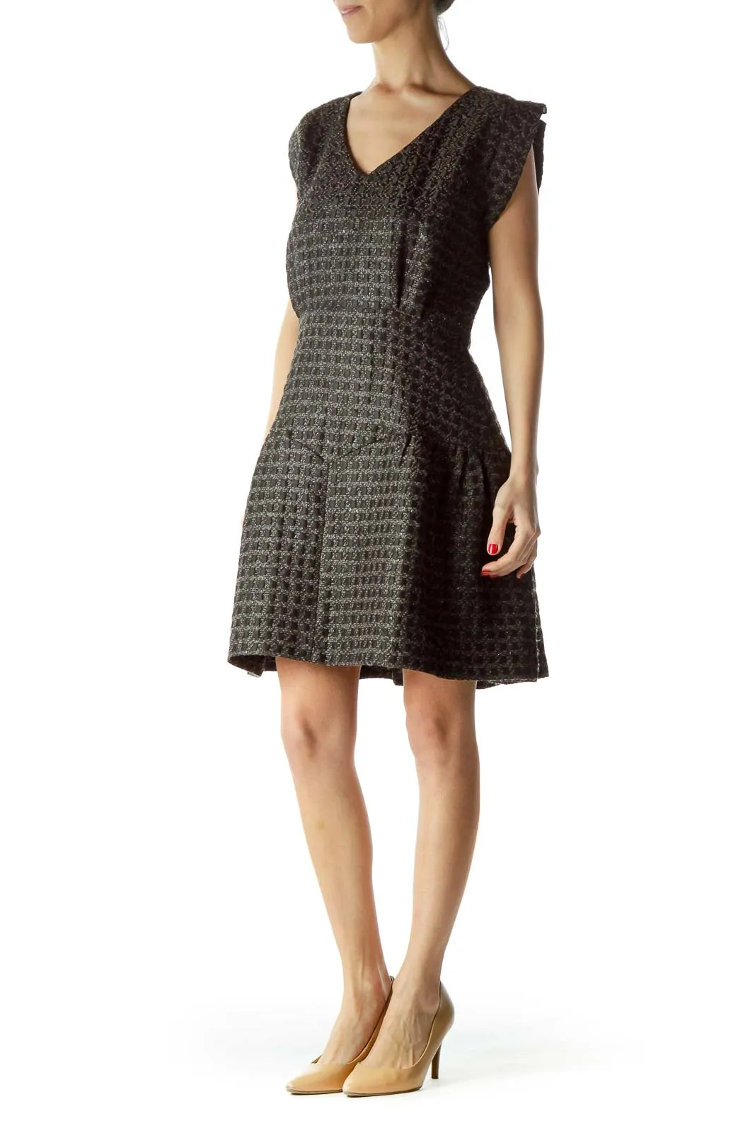 Black Tweed A-Line Dress