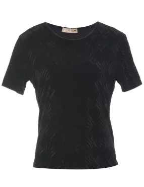 Black Velvet Fabric Evening Top - L