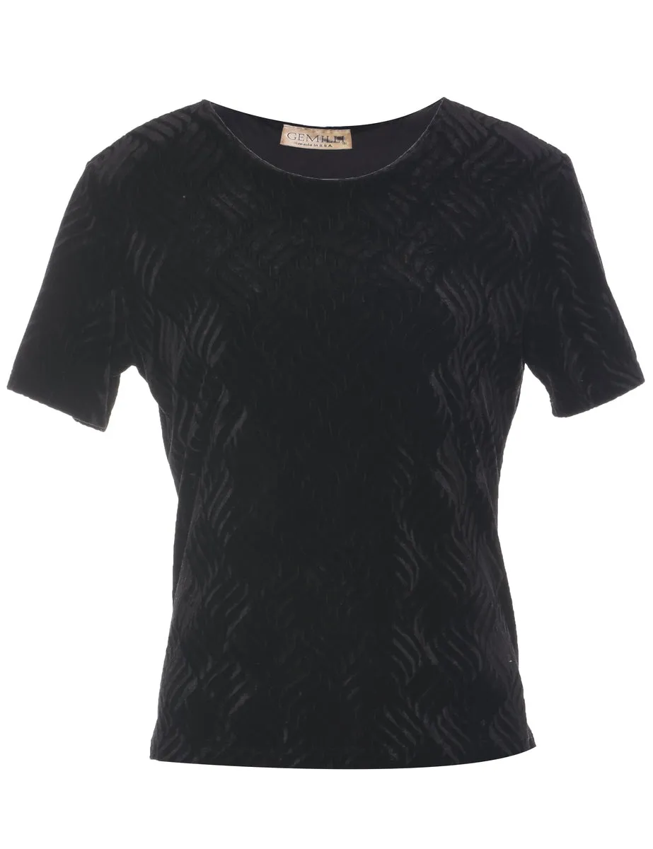 Black Velvet Fabric Evening Top - L