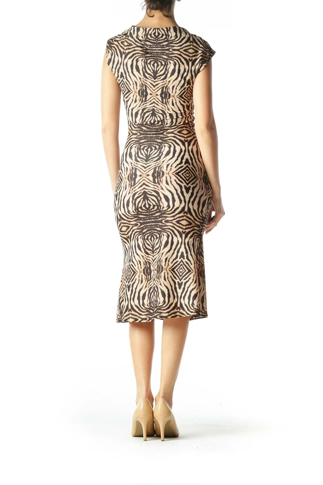 Brown Animal Print Cocktail Dress