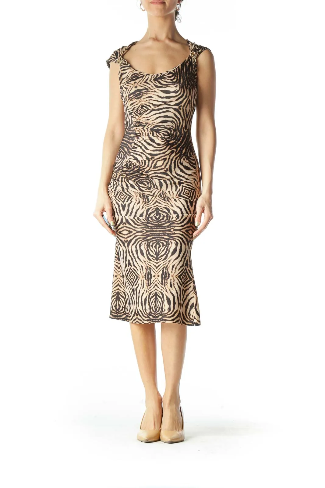 Brown Animal Print Cocktail Dress