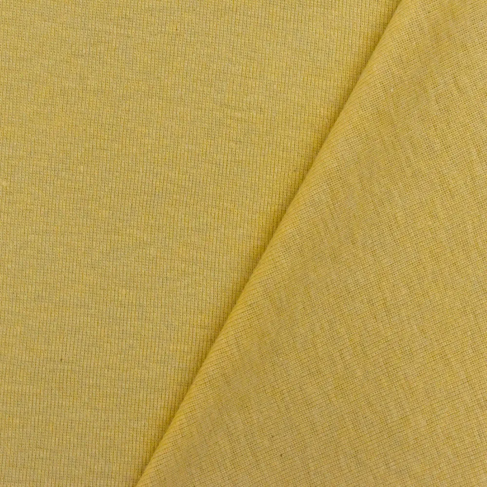 Burnt Yellow Solid Stretch Polyester 1x1 Rib Knit Fabric