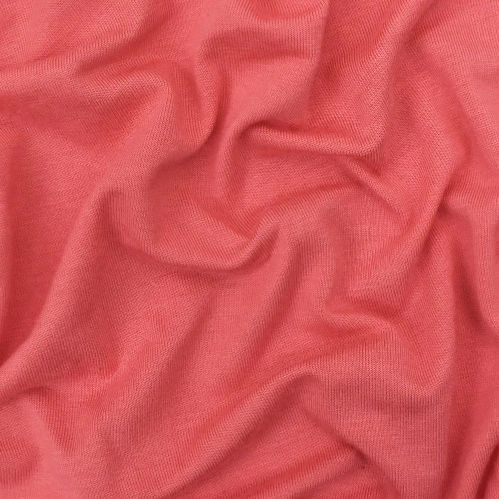 Coral Pink Solid Stretch Spandex Bamboo Jersey Knit Fabric