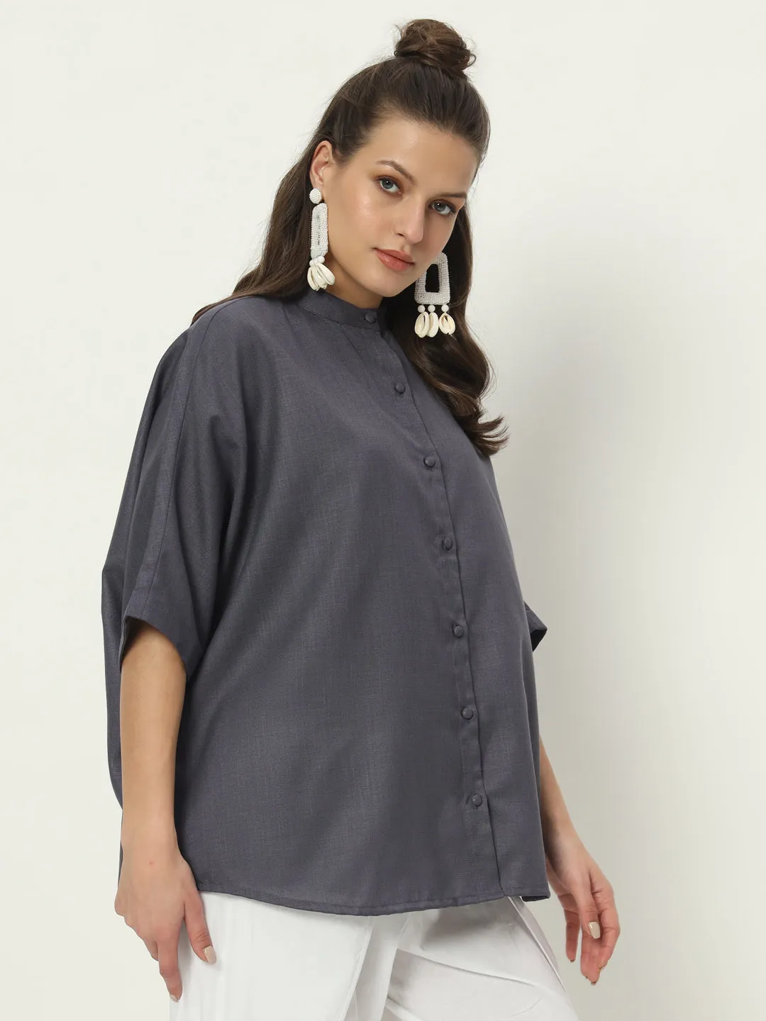 Cotton Oversized Loose Fit Solid Shirt