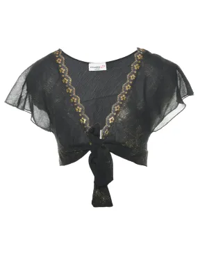 Cropped Black Evening Top - S