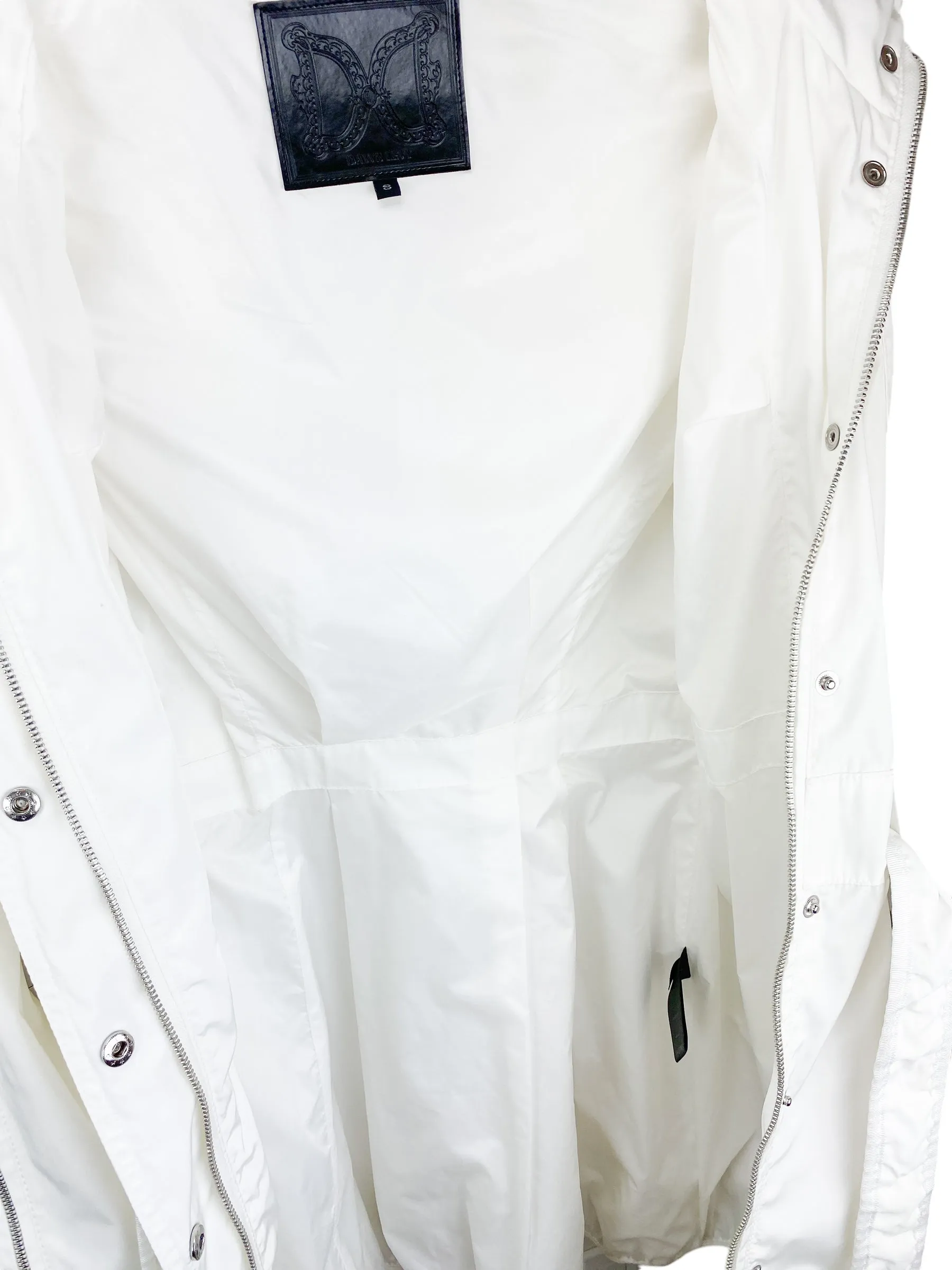 Dawn Levy Women's Lightweight Belted Rain Jacket Off White Size S