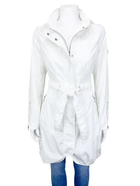 Dawn Levy Women's Lightweight Belted Rain Jacket Off White Size S