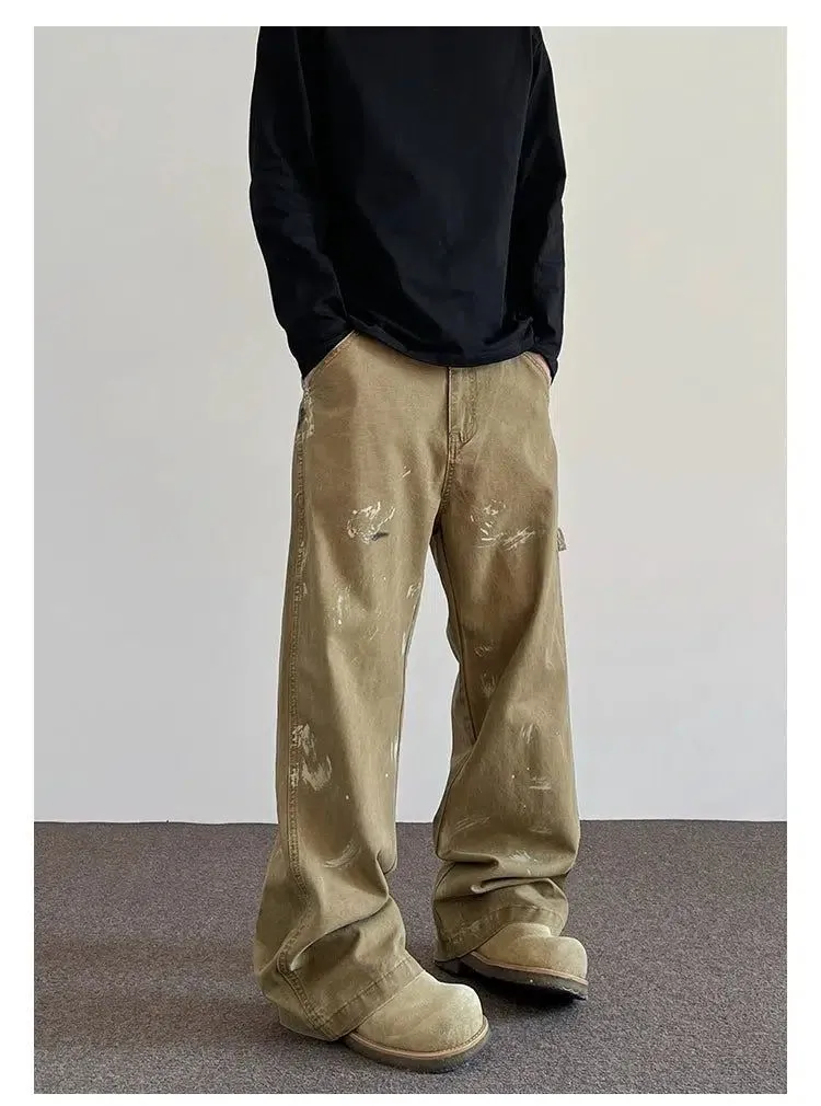 Ink-Splashed Loose Fit Pants