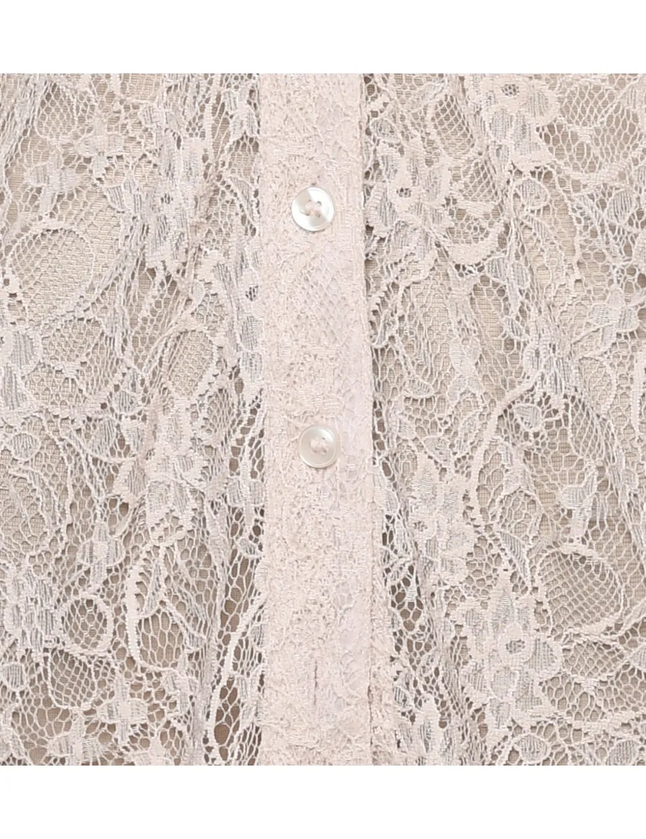 Lace Beige Evening Blouse - M