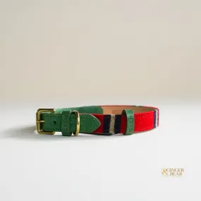 LISH Red Cecil Stripe Tweed Dog Collar