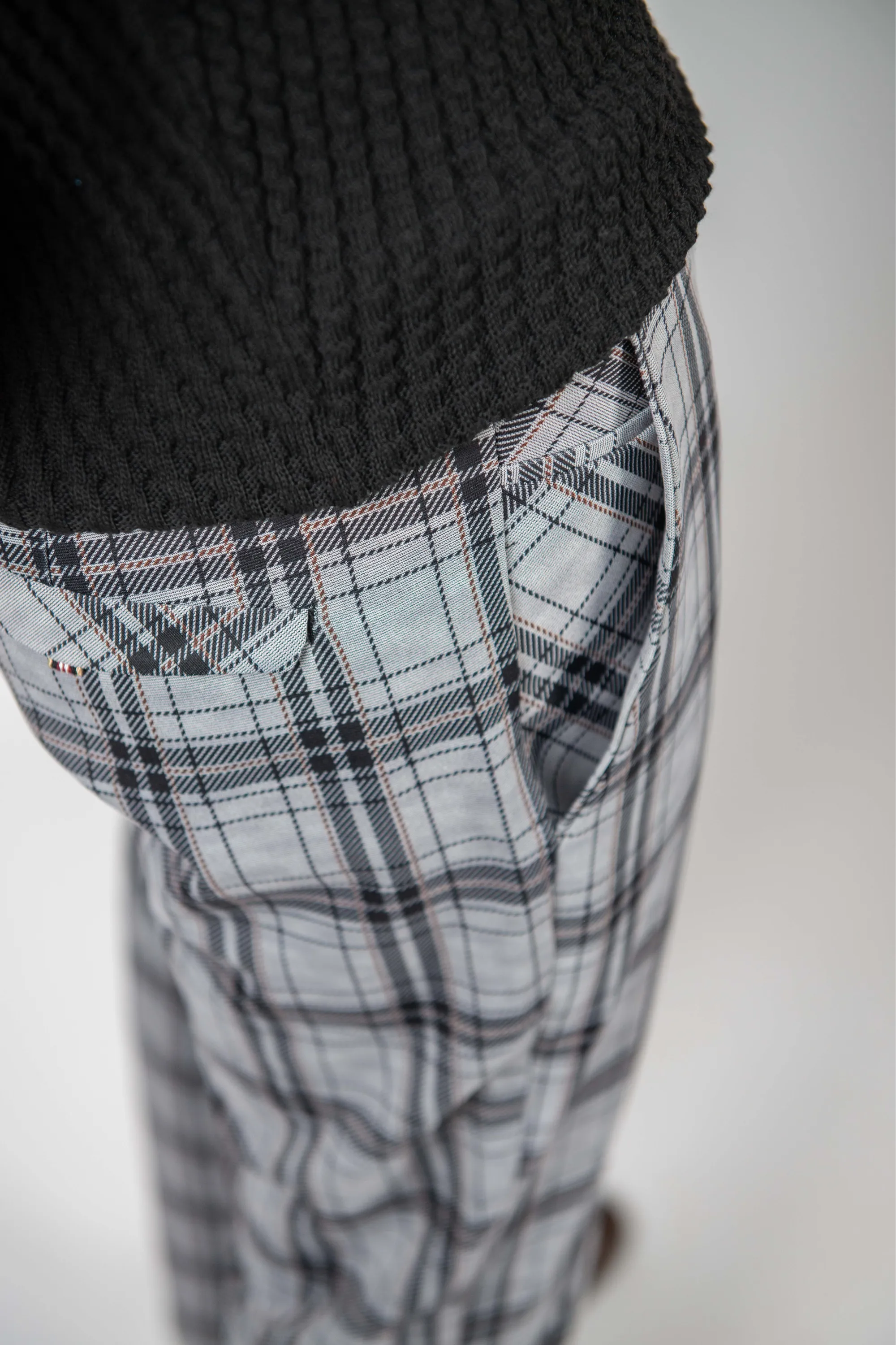 Luxury 4 Way Stretch Plaid Pant - Silver