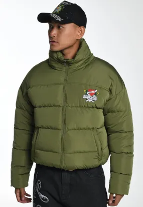 Mens Lks-Nyc-Skull Puffer Jacket - Green