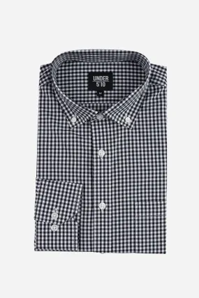 Micro Check Button Down Shirt Black