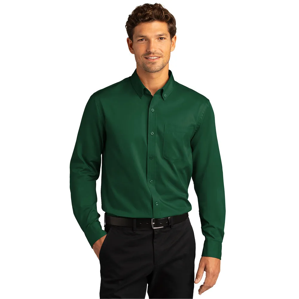 Port Authority® Long Sleeve SuperPro React™ Twill Shirt - Dark Green