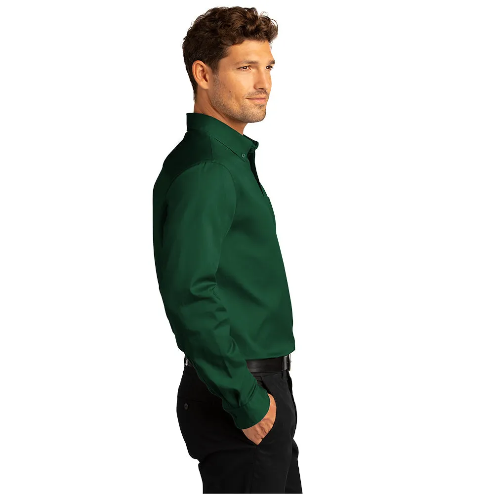 Port Authority® Long Sleeve SuperPro React™ Twill Shirt - Dark Green