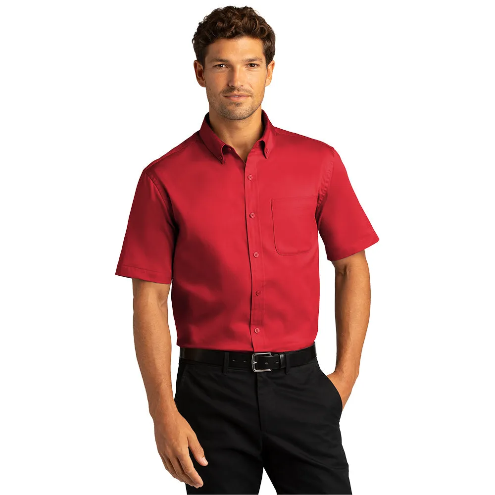 Port Authority® Short Sleeve SuperPro React™ Twill Shirt- Rich Red