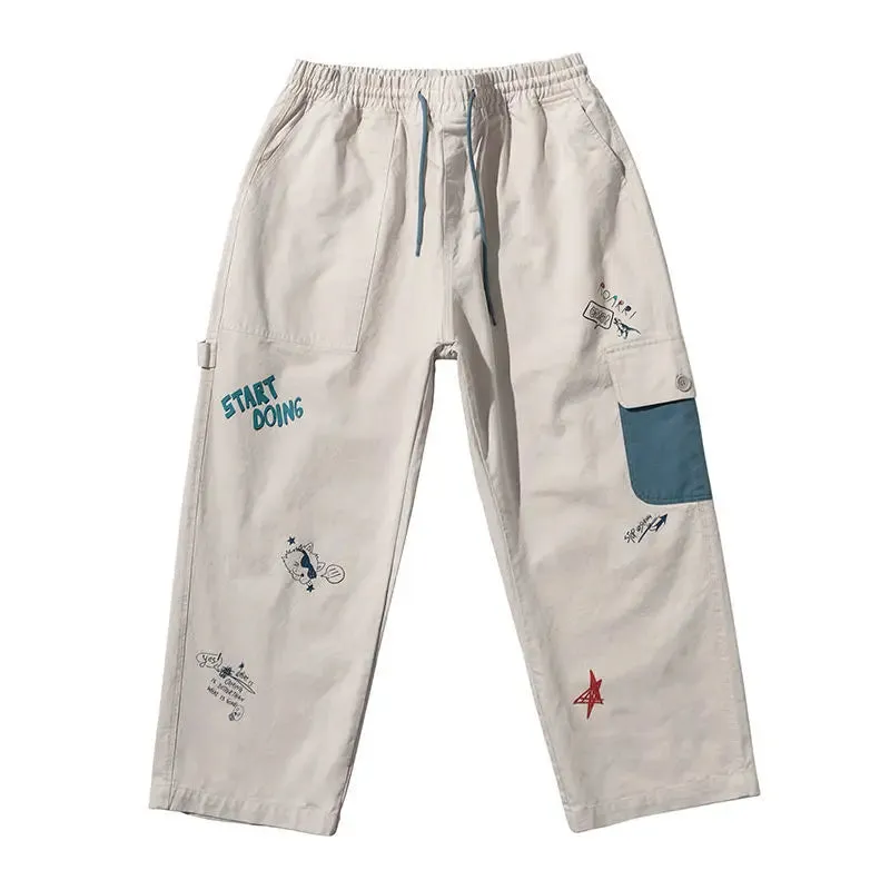 Printing Design Pocket Drawstring Pants