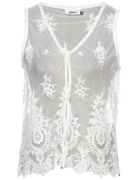 Sheer White Evening Blouse - M