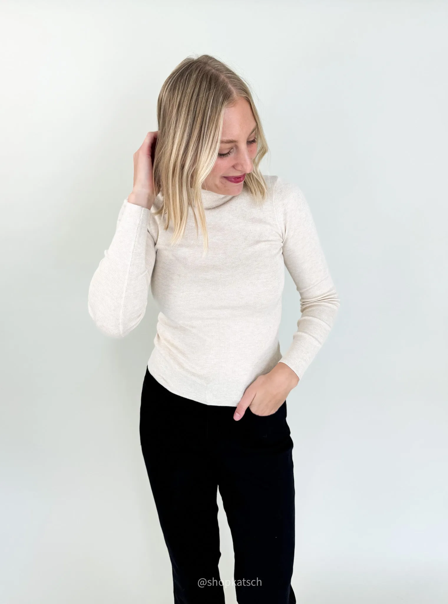 The Lucy Ribbed Mock Neck Sweater