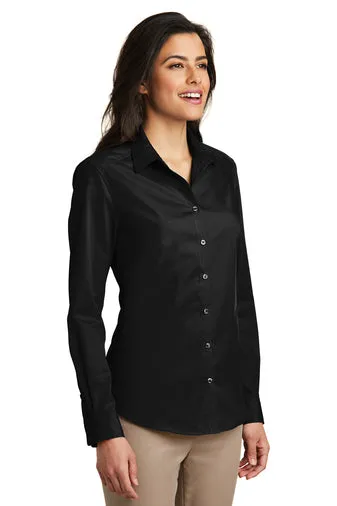 Theta Nu Xi Ladies Long Sleeve Carefree Poplin Shirt