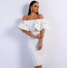 Women Sexy Off Shoulder Slash Neck Cocktail Dress